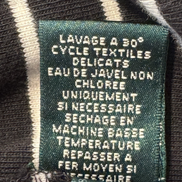 Lauren Ralph Lauren Med Black Gold Stripe Sweater Dress Nautical Button Shoulder - Picture 9 of 9